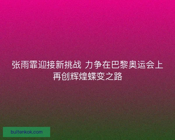 张雨霏迎接新挑战 力争在巴黎奥运会上再创辉煌蝶变之路