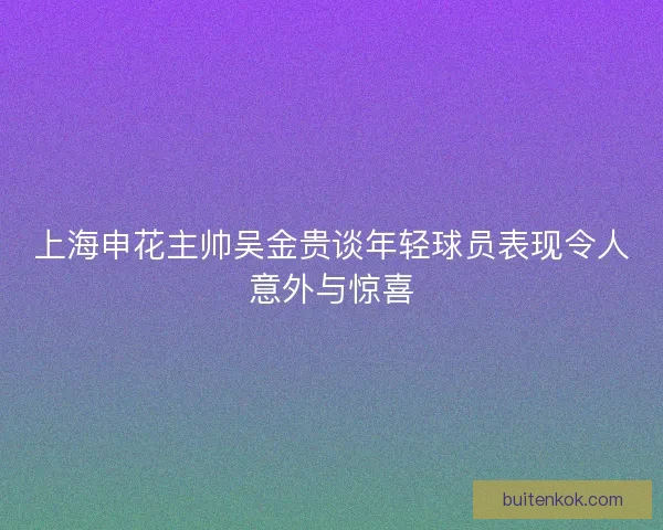 上海申花主帅吴金贵谈年轻球员表现令人意外与惊喜