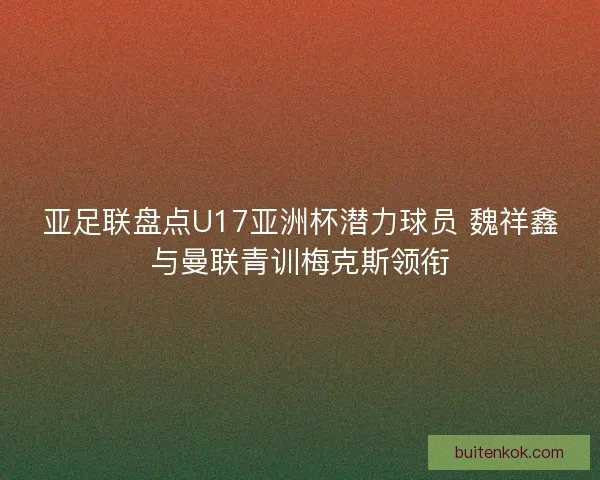 亚足联盘点U17亚洲杯潜力球员 魏祥鑫与曼联青训梅克斯领衔